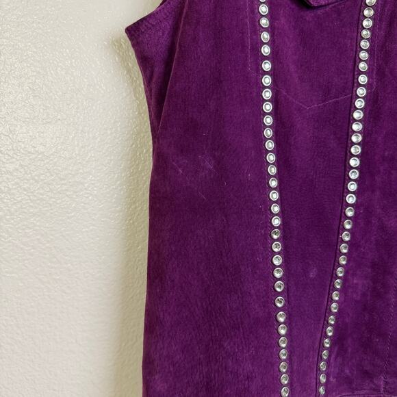Cripple Creek Suede Vest Womens Medium Purple Cowgirl Western Rhinestones Bling - Picture 5 of 12